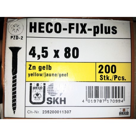 4.5 x 80 Zingue Jaune HECO-FIX-plus