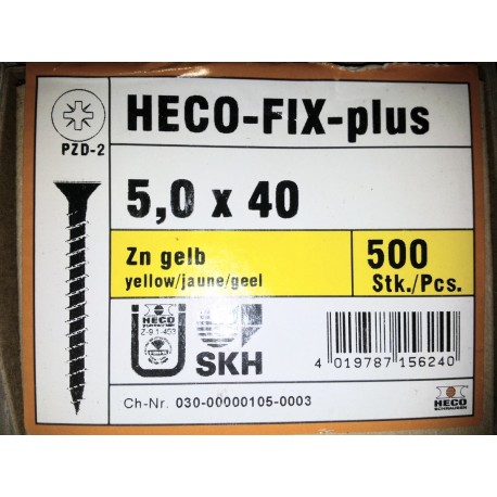 5 x 40 Zingue Jaune HECO-FIX-plus